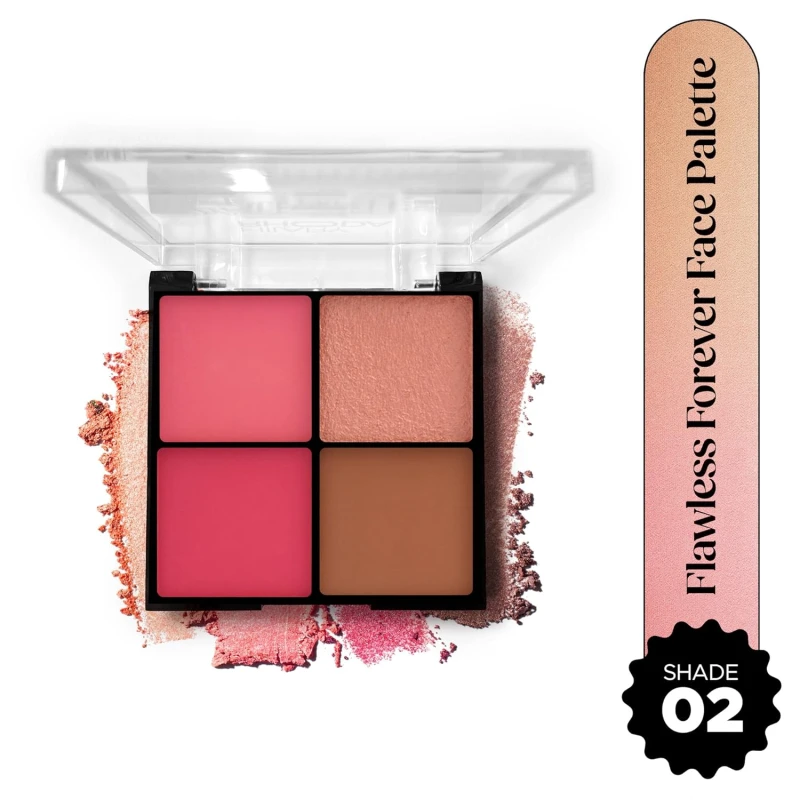 Hilary Rhoda Flawless Forever Face Palette | Highlighter, Contour & 2 Blushes | All-in-one Face Makeup Kit | Highly Pigmented & Long Lasting Face Palette | 11.2g (Medium- Shade 02) thumbnail 2